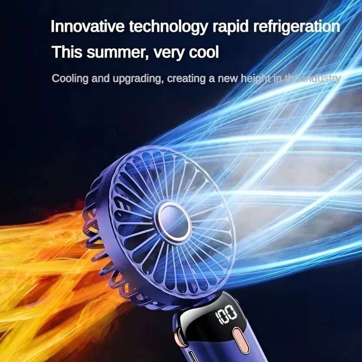 DIGITRENDS Mini Portable Rechargeable Fan - 5 Speed, 1800mAh Battery, Powerful Airflow with Display (Blue)