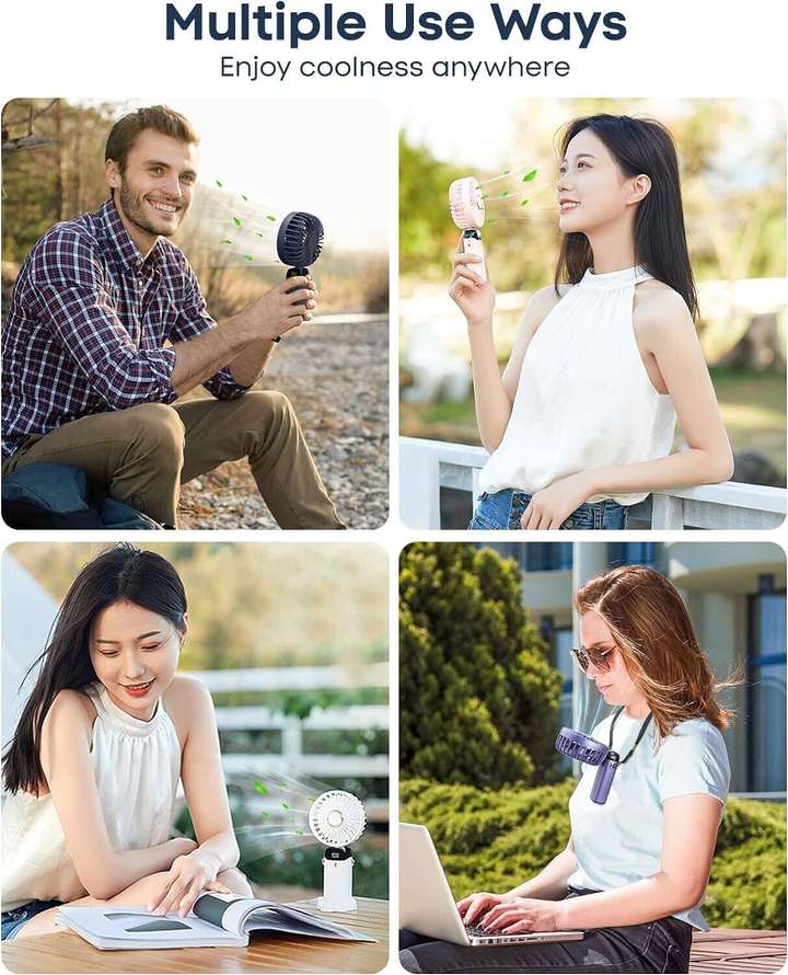 DIGITRENDS Mini Portable Rechargeable Fan - 5 Speed, 1800mAh Battery, Powerful Airflow with Display (Blue)